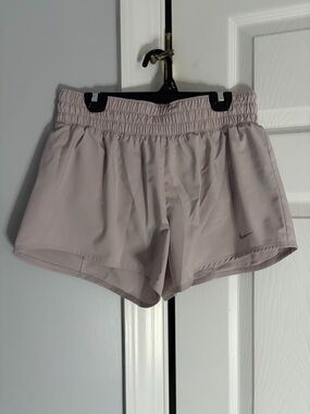 Nike Women's Pale Pink Athletic Shorts with Smocked Waist